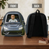 Custom From Photo And Vehicle - Personalized Kid Changeable Leather Patch Backpack