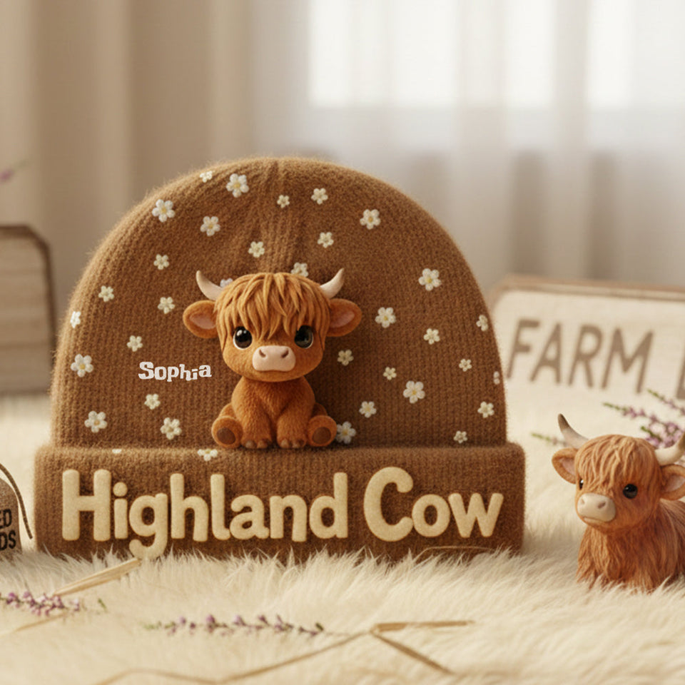 Cute Highland Cow - Personalized Highland Cow Beanie Hat