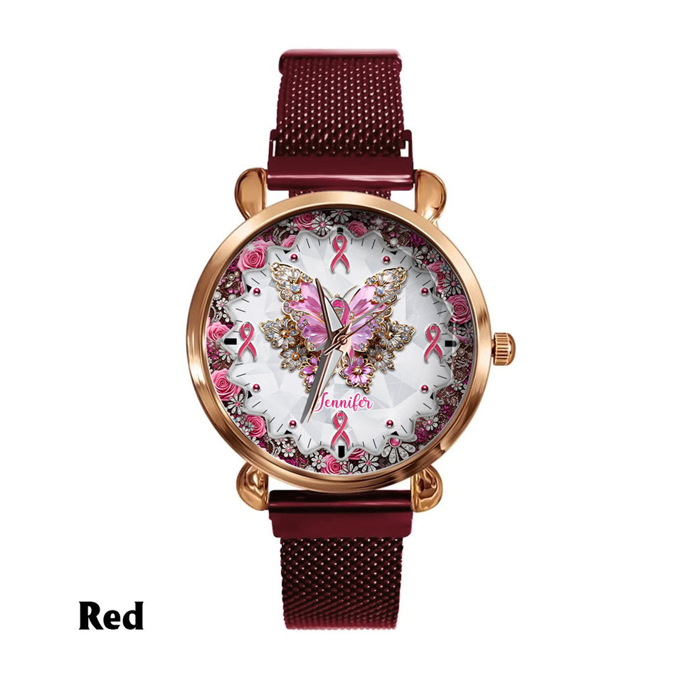 Foi, Espoir, Amour - Montre-bracelet personnalisée pour femmes, sensibilisation au cancer du sein 