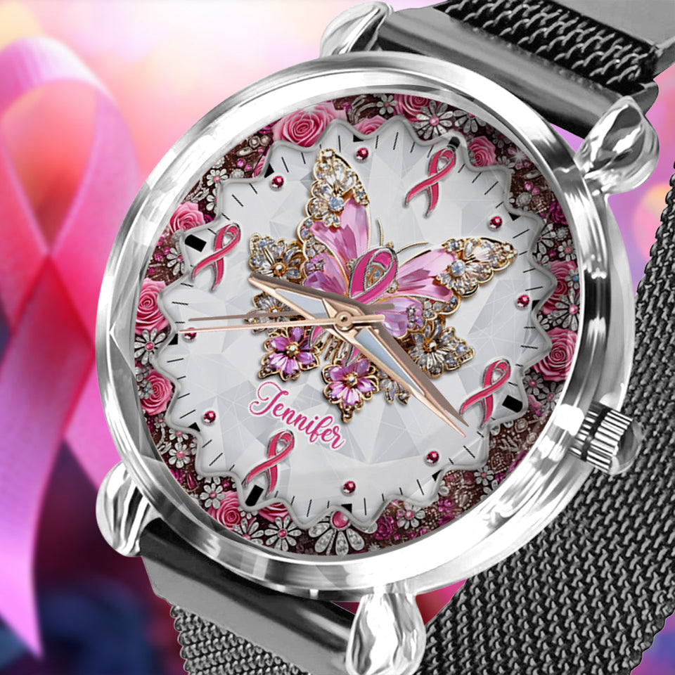 Foi, Espoir, Amour - Montre-bracelet personnalisée pour femmes, sensibilisation au cancer du sein 