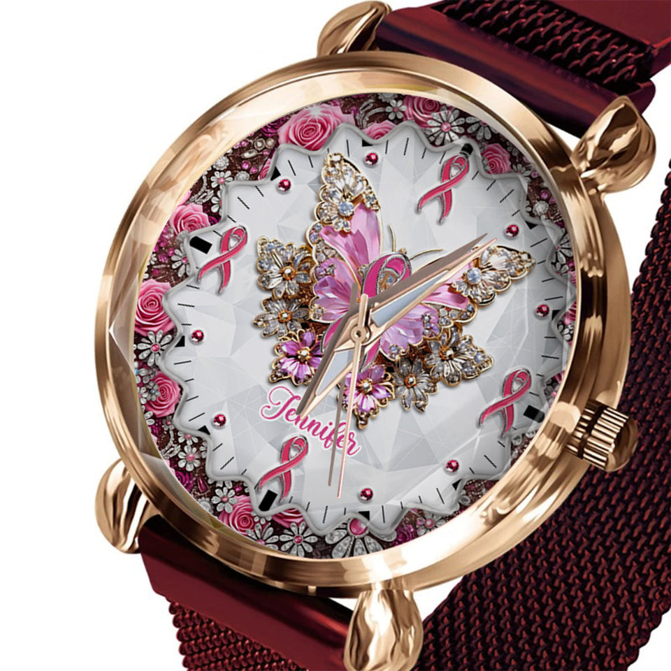 Foi, Espoir, Amour - Montre-bracelet personnalisée pour femmes, sensibilisation au cancer du sein 