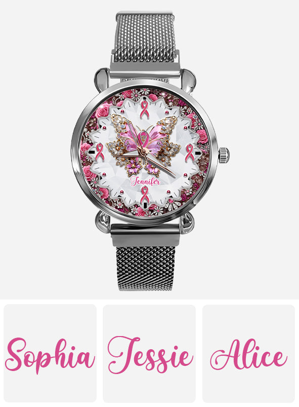 Foi, Espoir, Amour - Montre-bracelet personnalisée pour femmes, sensibilisation au cancer du sein 