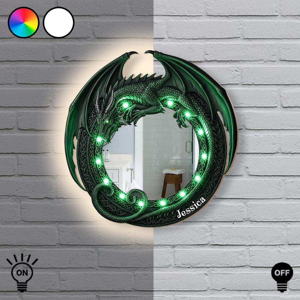 Amazing Dragon - Personalized Dragon Wall Mirror With LED Light