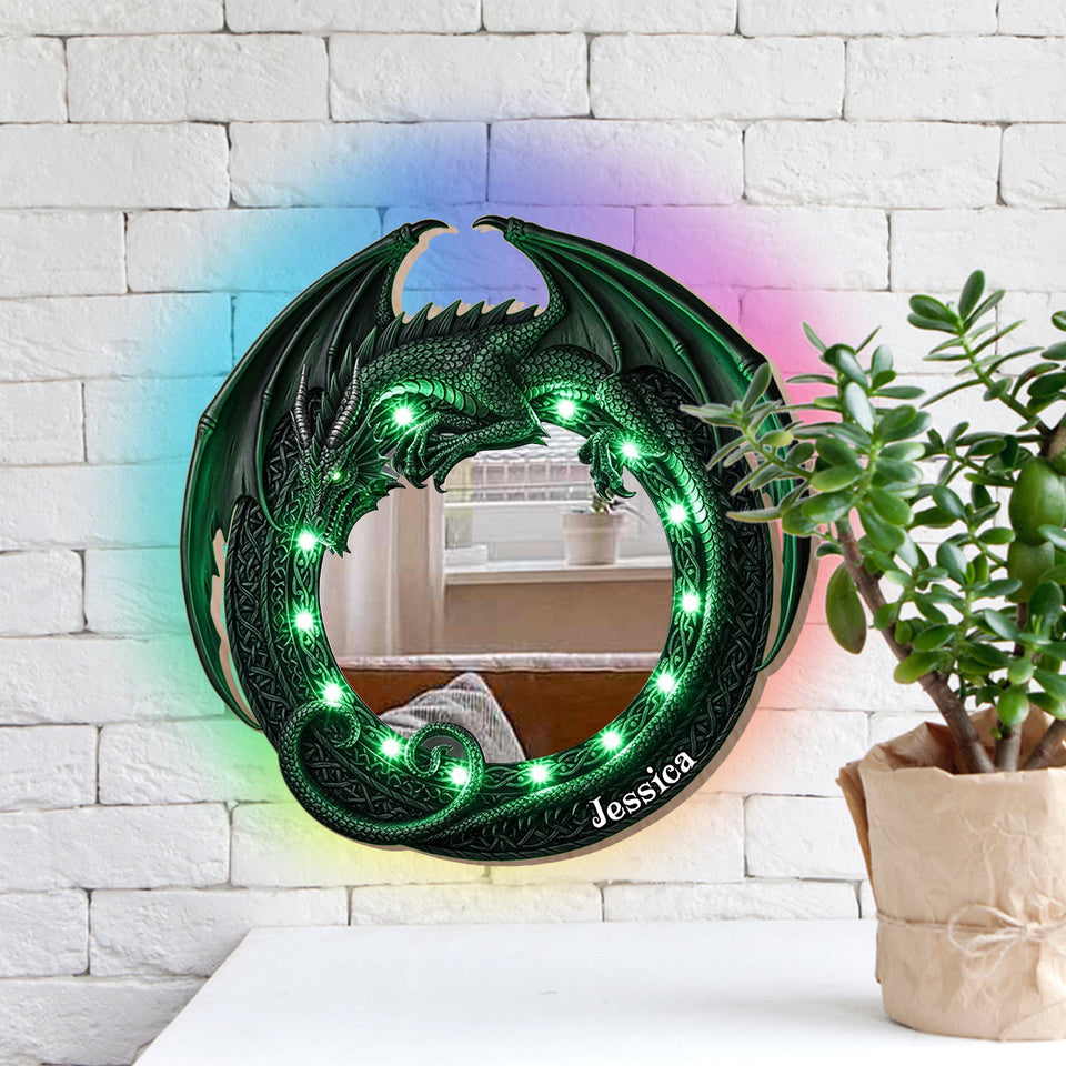 Amazing Dragon - Personalized Dragon Wall Mirror With LED Light