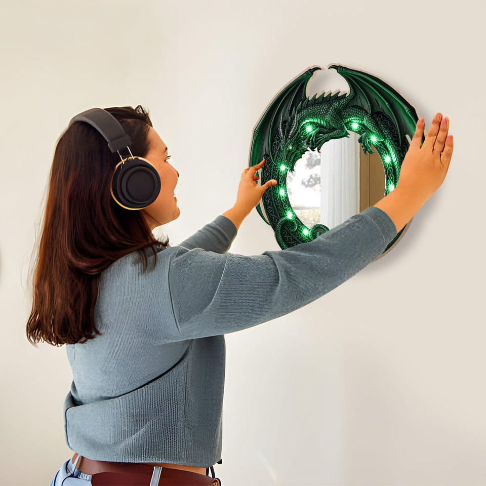 Amazing Dragon - Personalized Dragon Wall Mirror With LED Light
