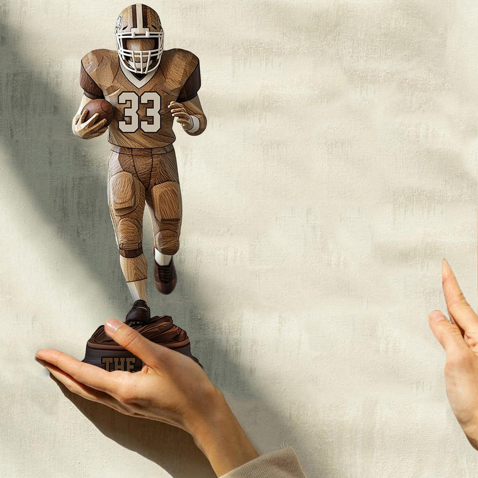 Gift For Football MVP, Gift For Football Son - Personalized Football Custom Shaped Wood Plaque