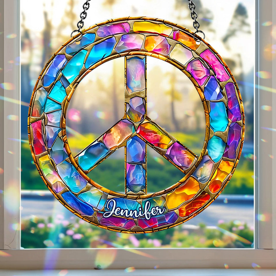 Hippy Soul - Personalized Hippie Window Hanging Suncatcher Ornament