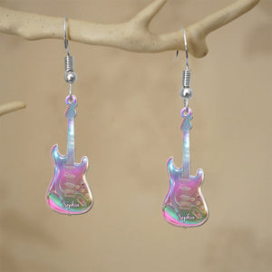 Colorful Guitar & Cassette Tape Vintage Hip-Hop Style - Personalized Guitar Earrings