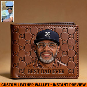 Custom Initial Monogram Gift For Father - Personalized Father Leather Wallet