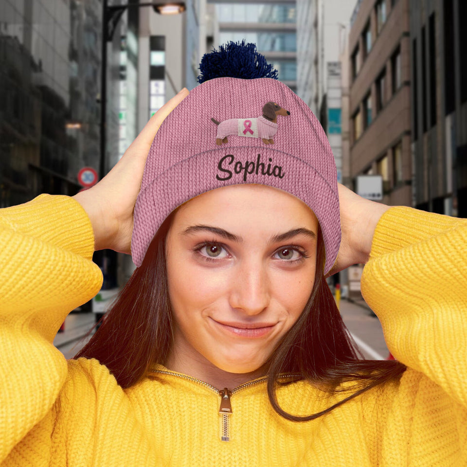Faith Hope Love - Personalized Breast Cancer Awareness Beanie Hat
