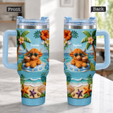 Summer Vibes - Personalized Highland Cow Tumbler With Plush Charm