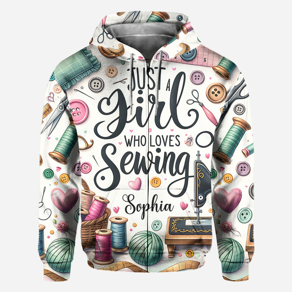 Just A Girl Who Loves Sewing - Personalized Sewing All Over Shirt