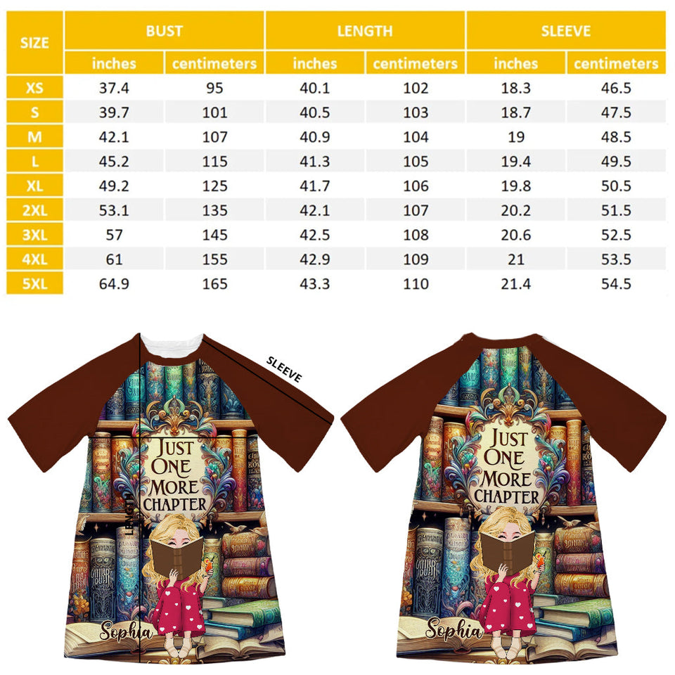 Just One More Chapter - Personalized Book Sleep T-shirt Dress