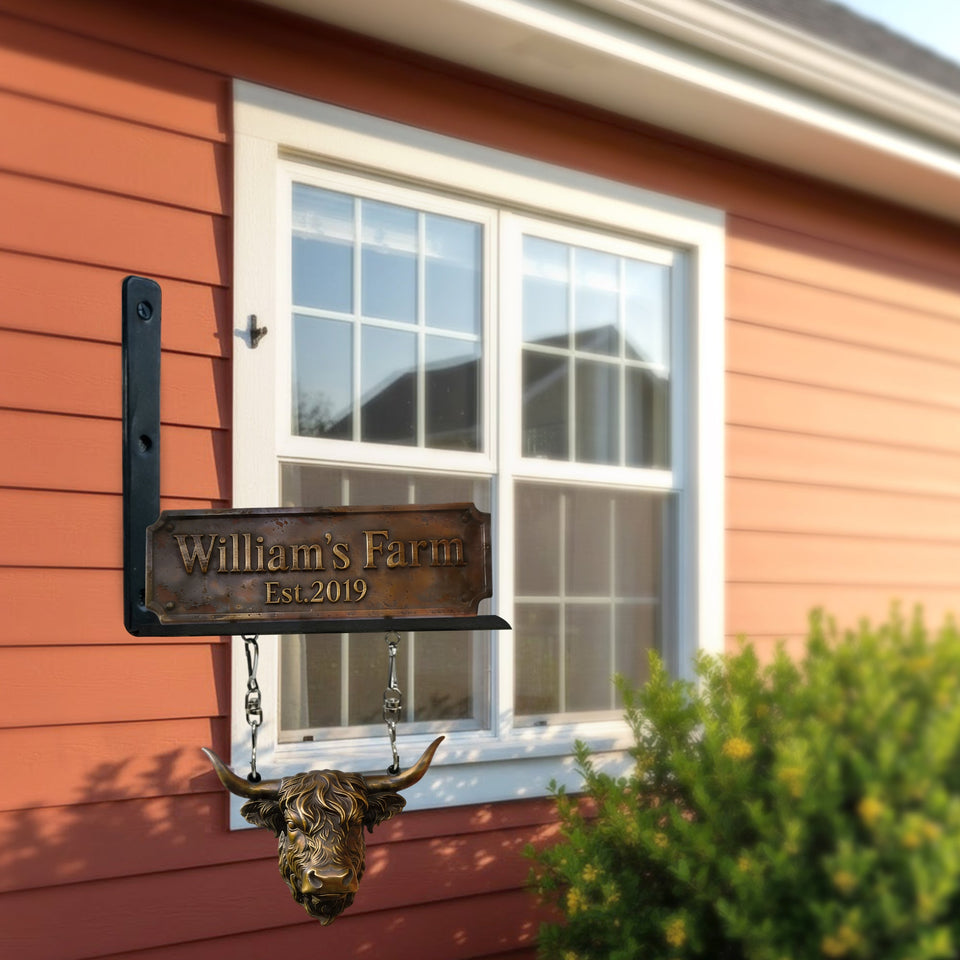 Highland Heritage Sign - Personalized Highland Cow Wooden Wall Mount Sign