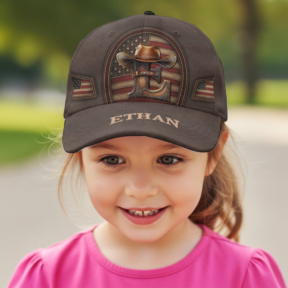 Cowboy Initial Customize - Personalized Western Outfit Classic Cap