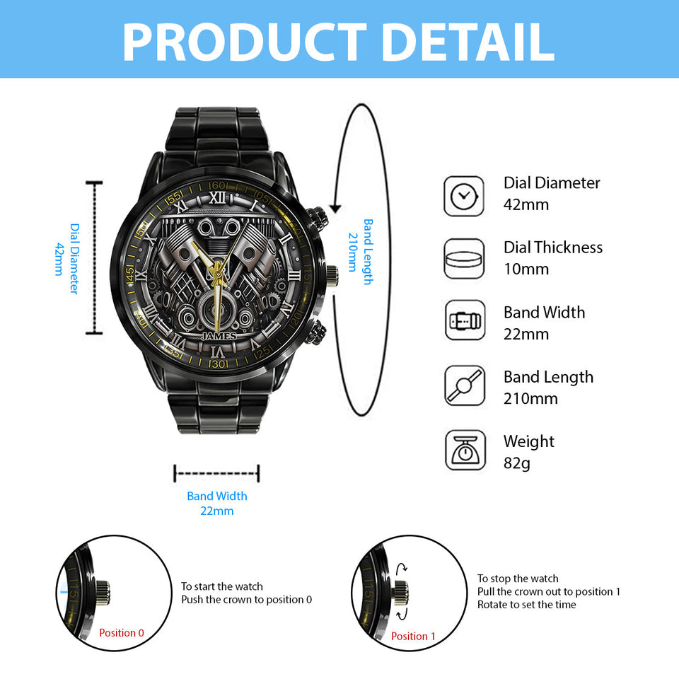 Powerful V8 Engine - Personalized Car Lover Hand Watch