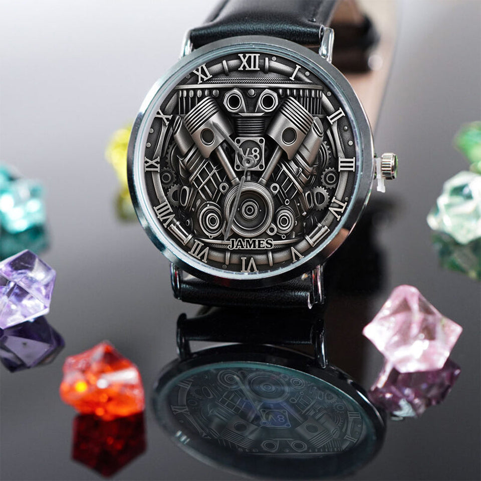 Powerful V8 Engine - Personalized Car Lover Hand Watch