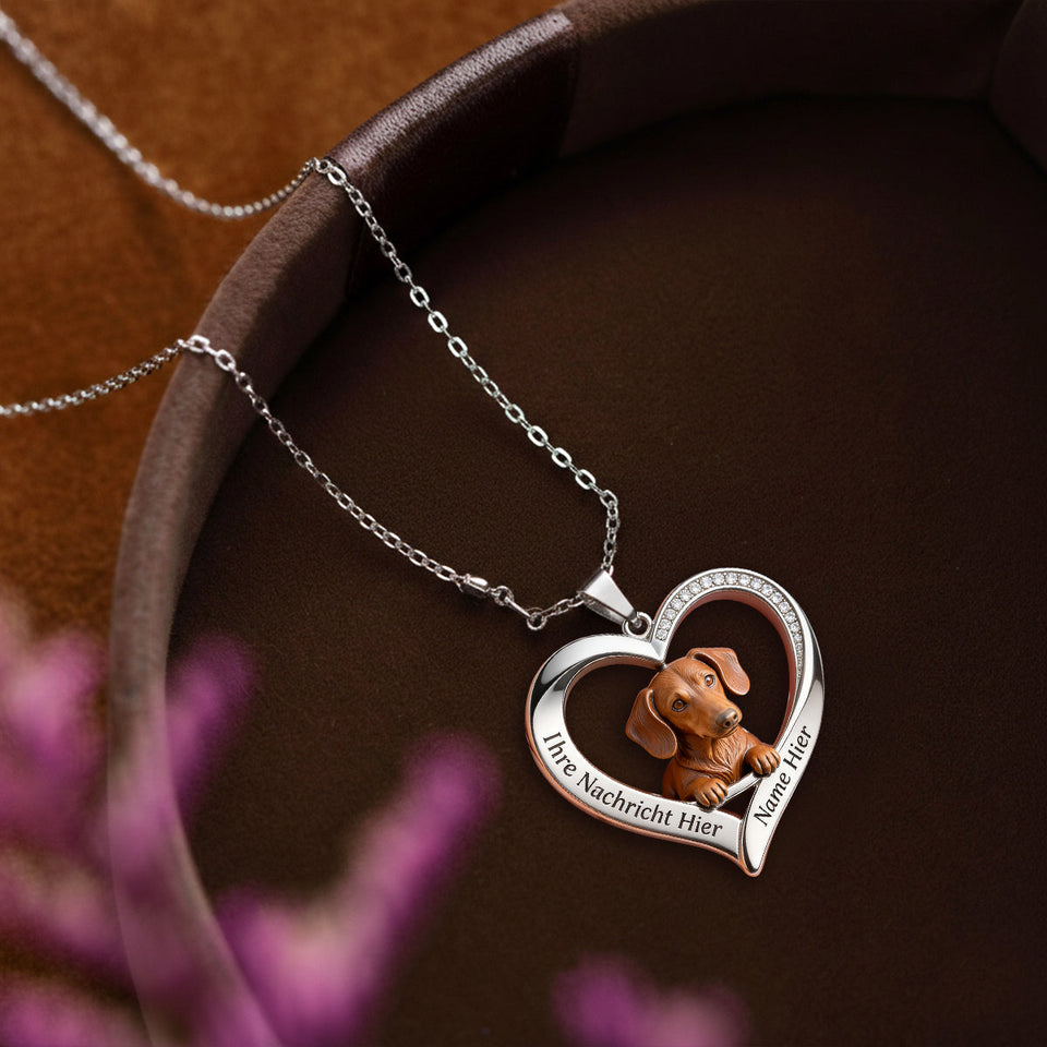 Personalisierte Haustierporträt-Kette - Personalisierte Halskette Mit Hundeförmigem Metallanhänger