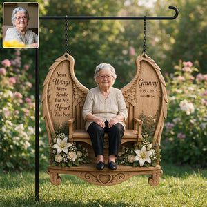 Your Wings Were Ready, But My Heart Was Not - Personalized Memorial Wood Sign With Stake