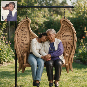 Your Wings Were Ready, But My Heart Was Not - Personalized Memorial Wood Sign With Stake