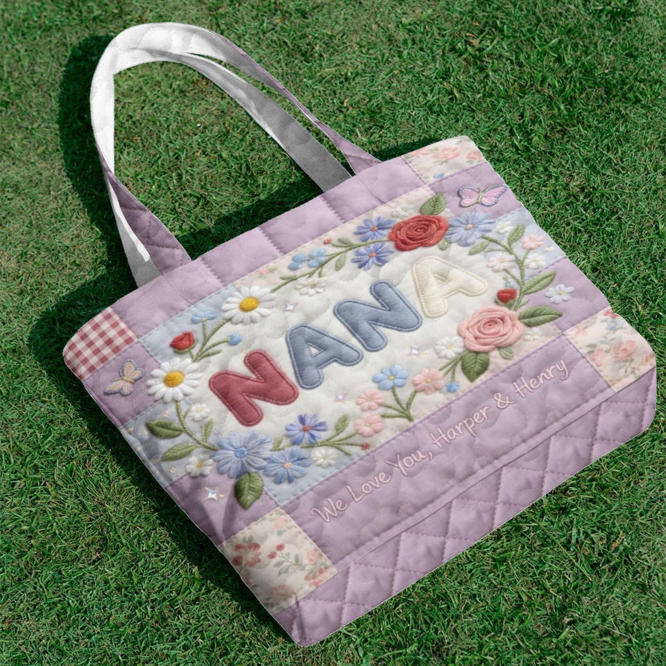 Custom Any Title - Personalized Mother Quilted Tote Bag