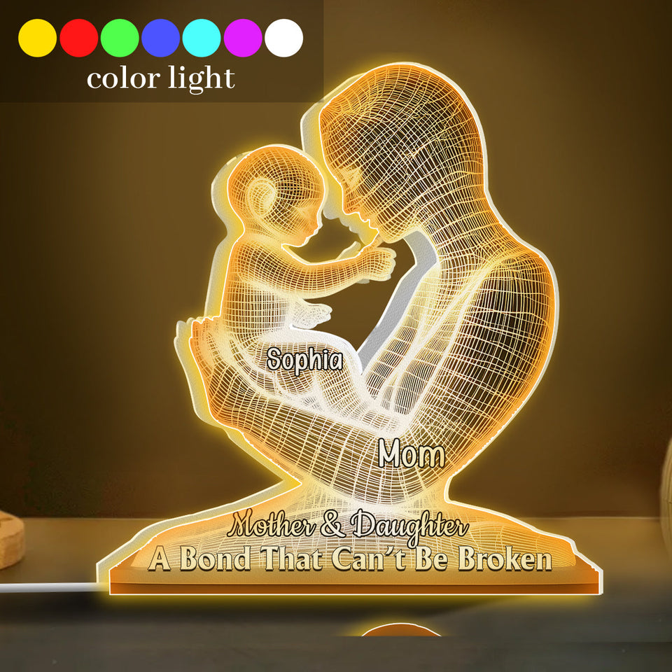 A Bond That Can't Be Broken - Personalized Mother Shaped Light Box