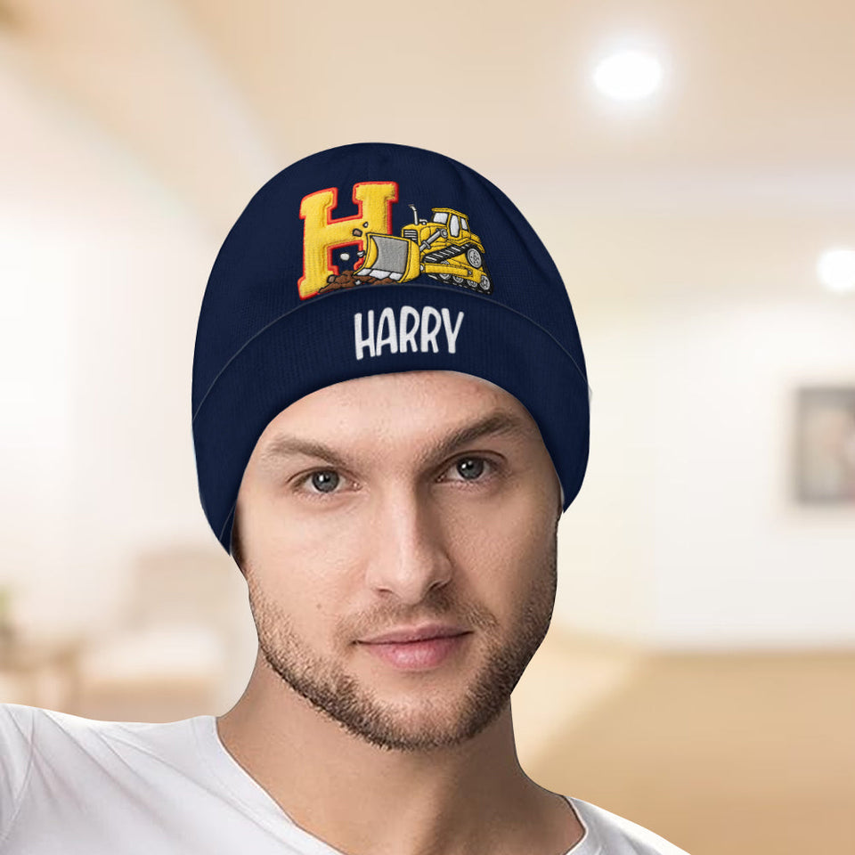 Alphabet Construction Vehicles - Personalized Kid Beanie Hat