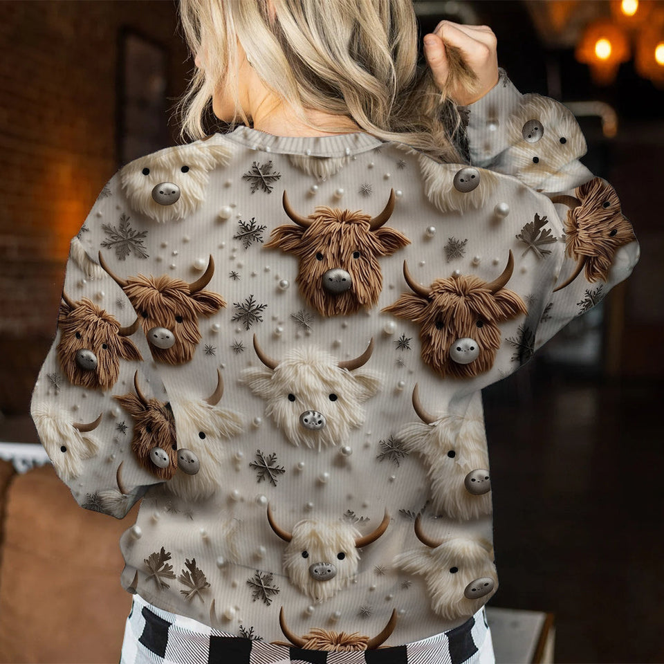 Adorable Highland Cows - Personalized Highland Cow Ugly Sweater