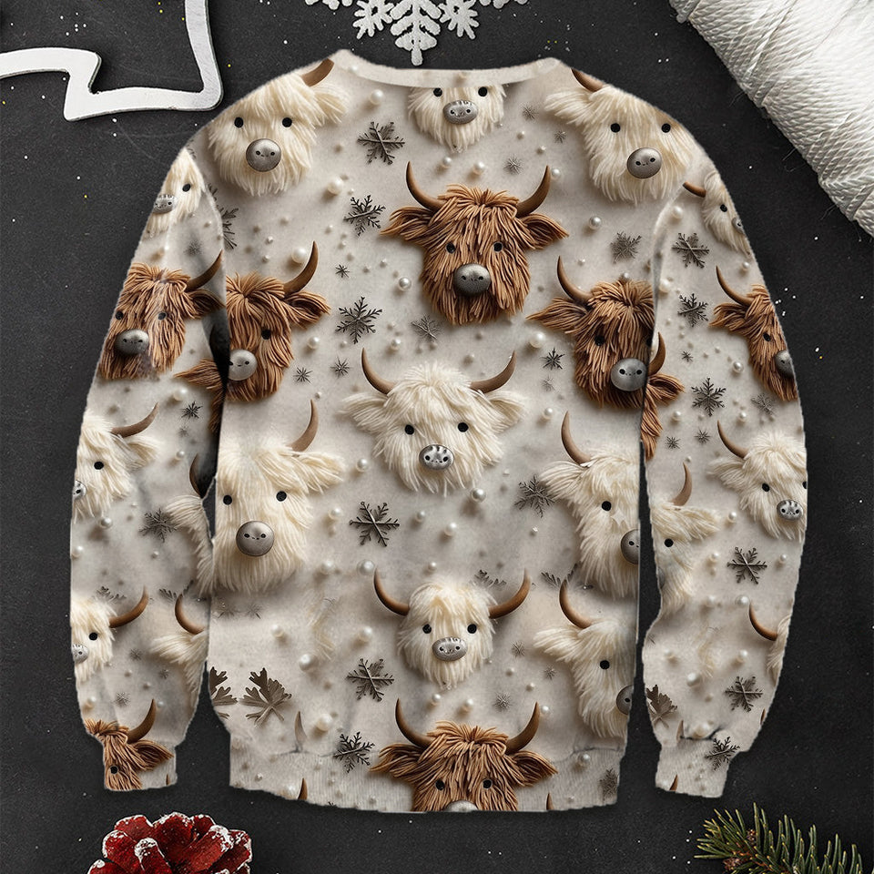 Adorable Highland Cows - Personalized Highland Cow Ugly Sweater