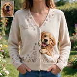 Floral Peeking Pet - Personalized Dog Cardigan Sweater