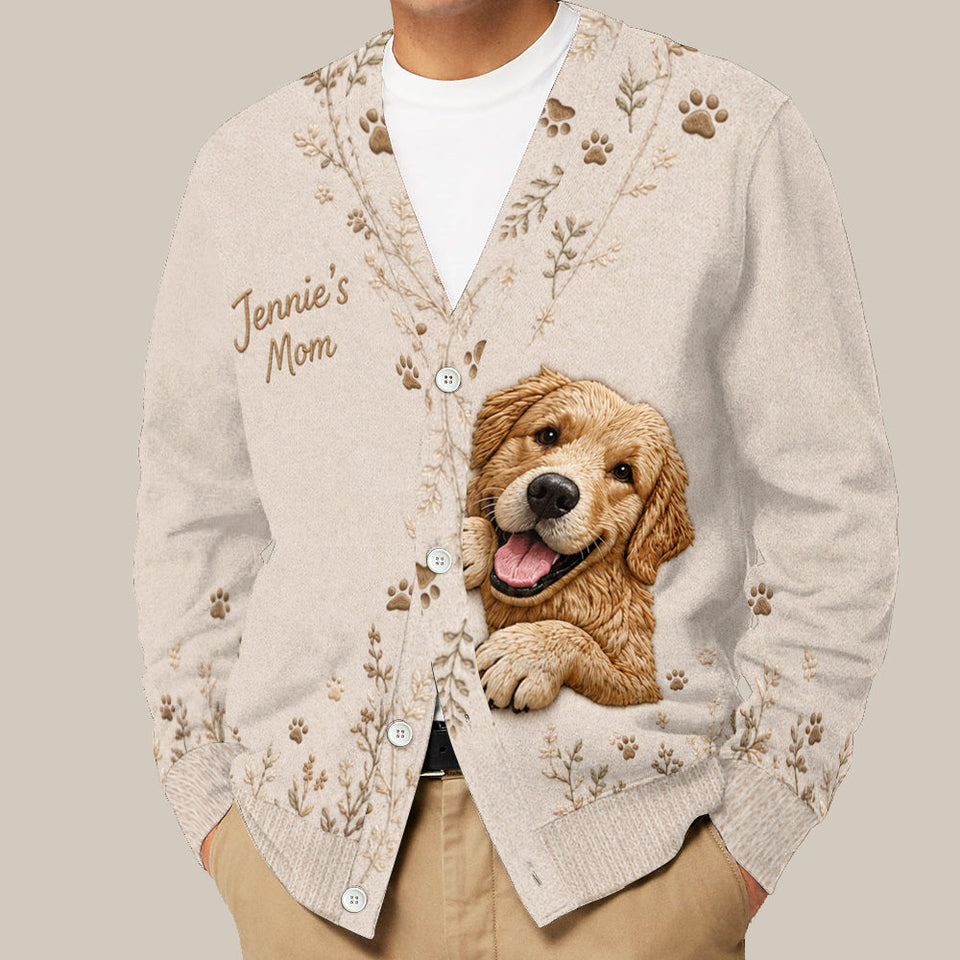 Floral Peeking Pet - Personalized Dog Cardigan Sweater