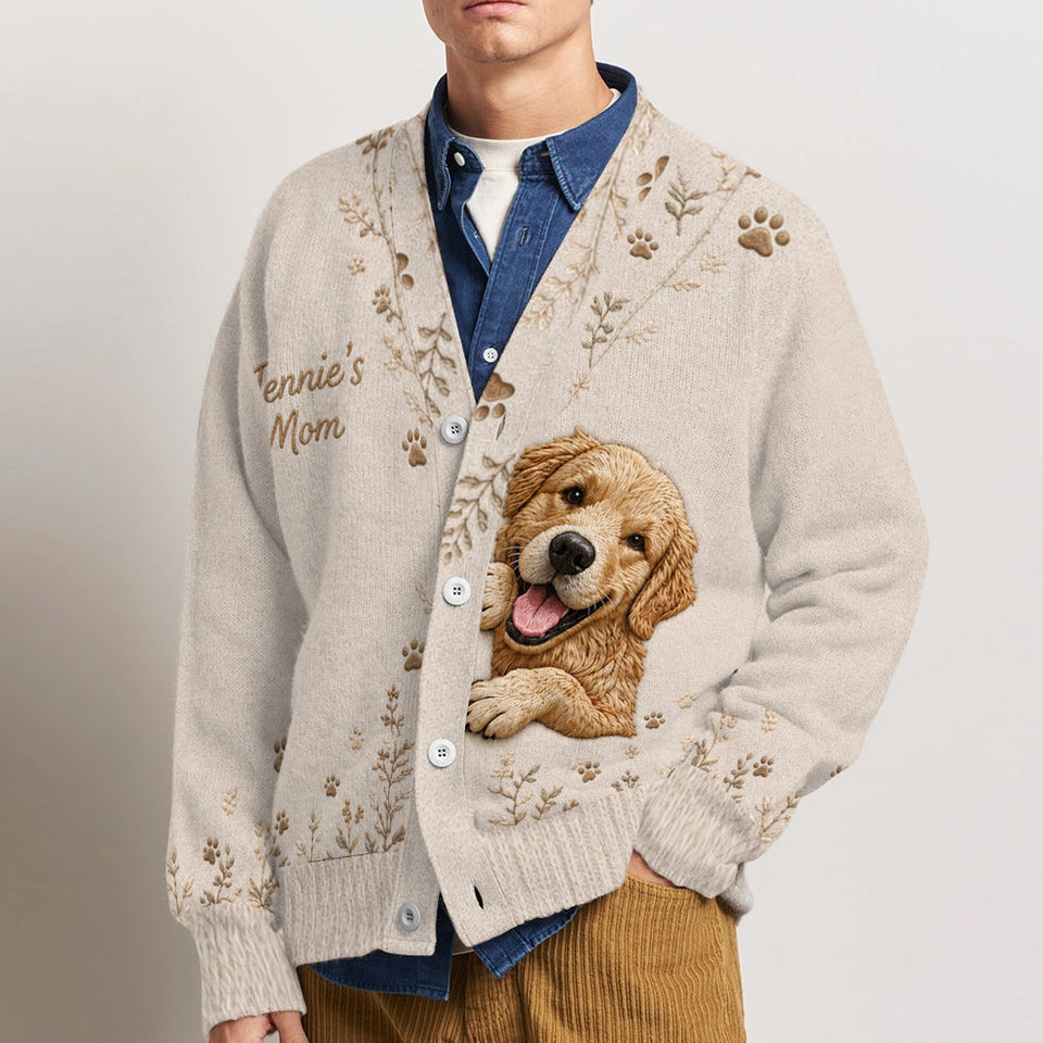 Floral Peeking Pet - Personalized Dog Cardigan Sweater