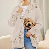 Floral Peeking Pet - Personalized Dog Cardigan Sweater