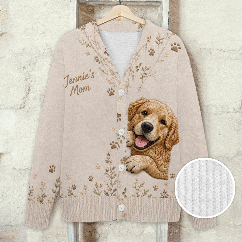 Floral Peeking Pet - Personalized Dog Cardigan Sweater