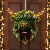 Highland Cow Wreath - Personalized Highland Cow LED Light Acrylic Sign