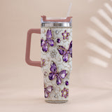 Love Butterflies - Personalized Butterfly Tumbler With Handle