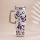 Love Butterflies - Personalized Butterfly Tumbler With Handle