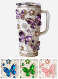Love Butterflies - Personalized Butterfly Tumbler With Handle