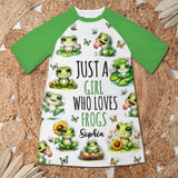 Just A Girl Who Loves Frogs - Personalized Frog Sleep T-shirt Dress