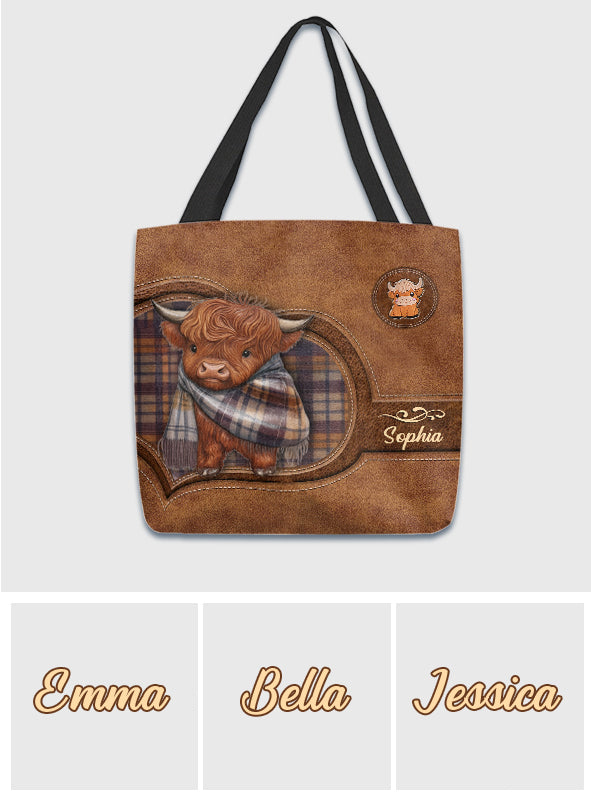 Adorable Highland Cow - Personalized Highland Cow Tote Bag
