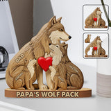 Papa Wolf Pack - Personalized Father Shaped Wooden Puzzle