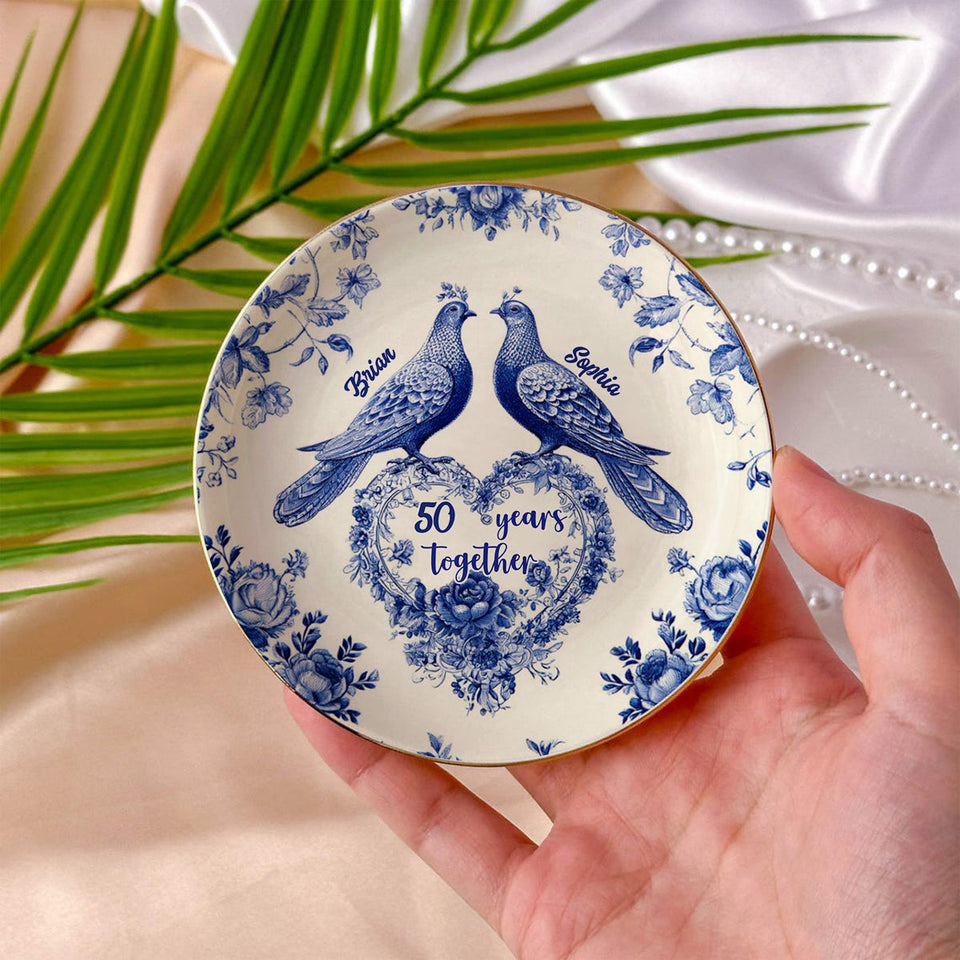 Anniversary Couple 50 Years Together - Personalized Couple Fully Printed Jewelry Dish