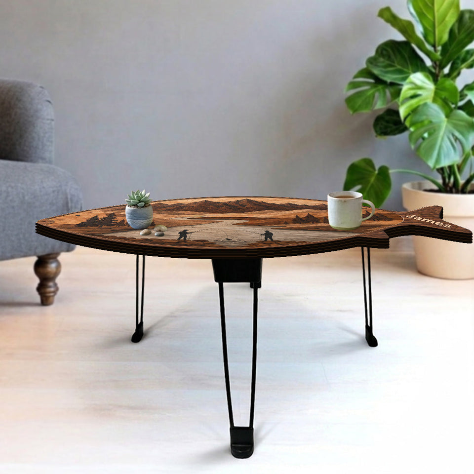 Fishing Lovers Gift - Personalized Fishing Table Custom Shape