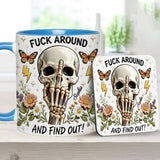 F Around And Find Out - Personalized Skull Accent Mug & Coaster
