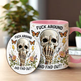 F Around And Find Out - Personalized Skull Accent Mug & Coaster