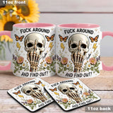 F Around And Find Out - Personalized Skull Accent Mug & Coaster