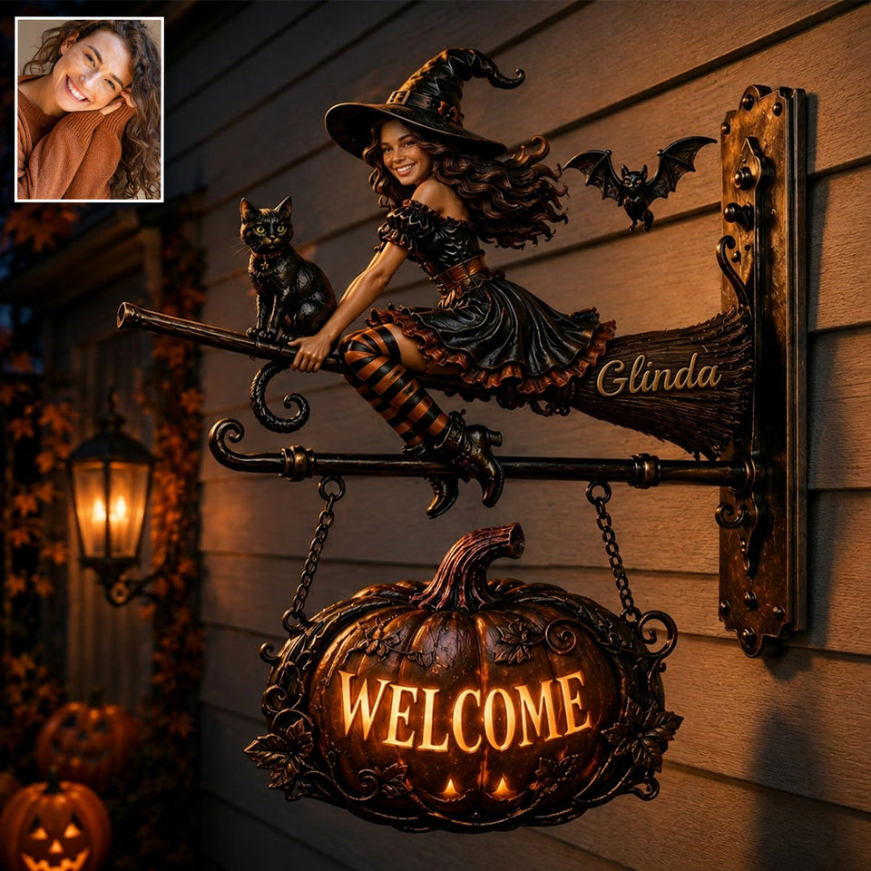 Welcome To The Witch House - Personalized Witch Wooden Wall Mount Sign