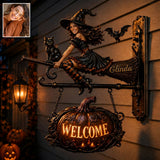 Welcome To The Witch House - Personalized Witch Wooden Wall Mount Sign