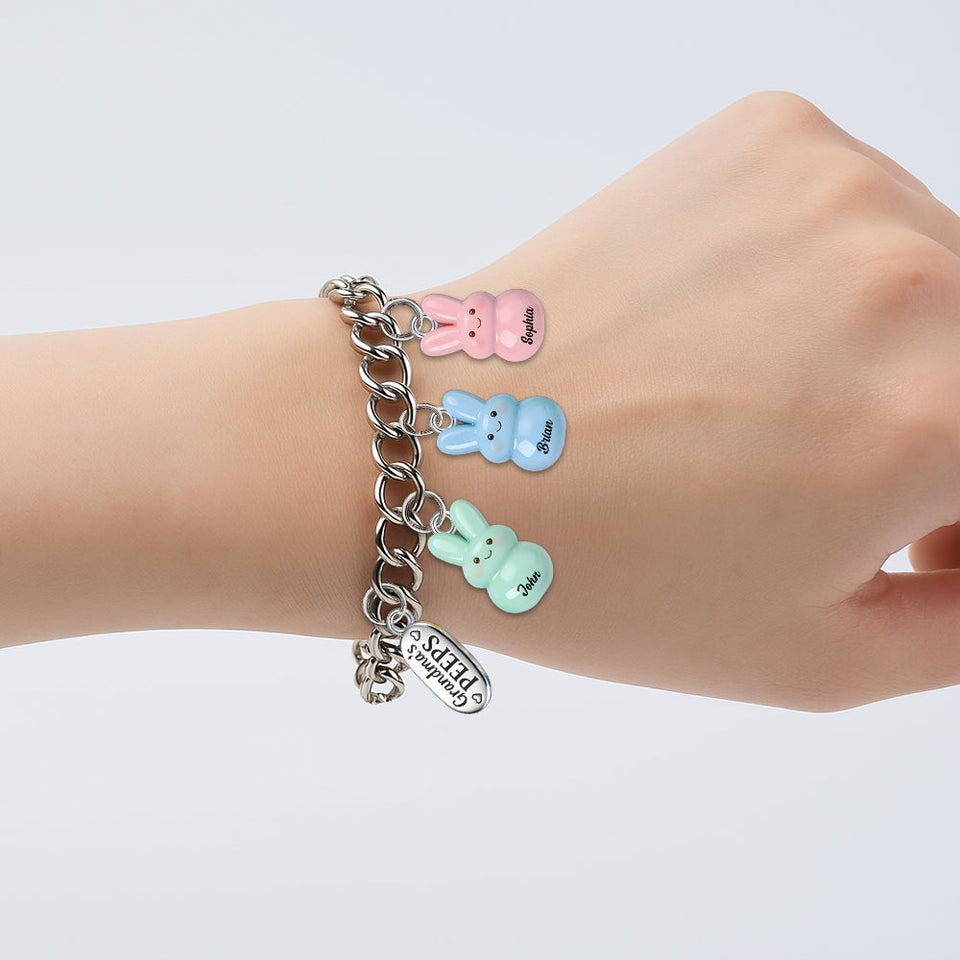 Grandma's Peeps - Personalized Grandma Bracelet With Charms