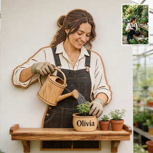 Custom Garden Lover - Personalized Gardening Wooden Floating Shelf